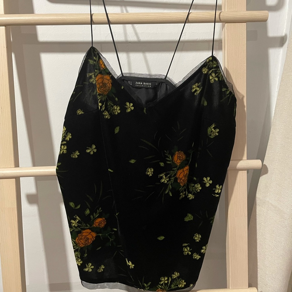 Zara Floral Velvet Tank Top